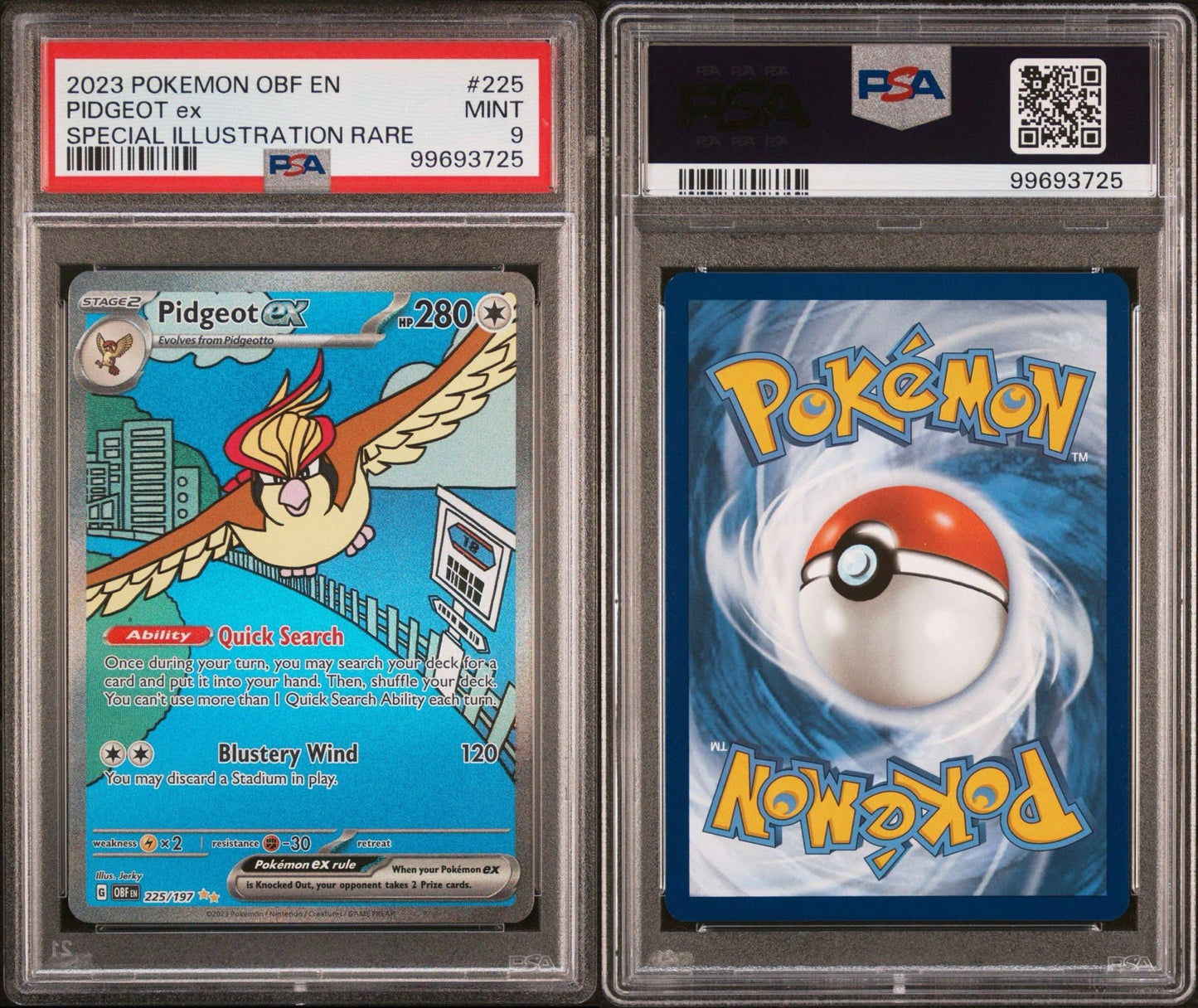 2023 POKEMON OBF EN-OBSIDIAN FLAMES 225 PIDGEOT EX SPECIAL ILLUSTRATION RARE